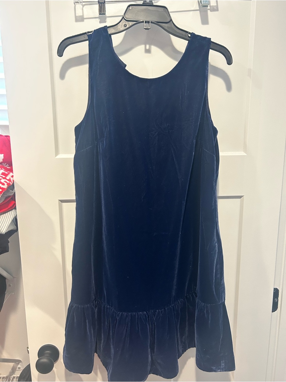 Velvet Navy Sleeveless Ruffle-Hem Dress